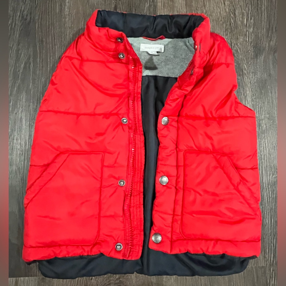 Pumpkin patch red/navy puffer vest. Kids 3
